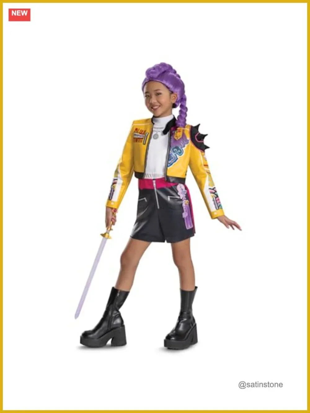 Child K-Pop Demon Hunters Rumi Wig with Detachable Ribbon